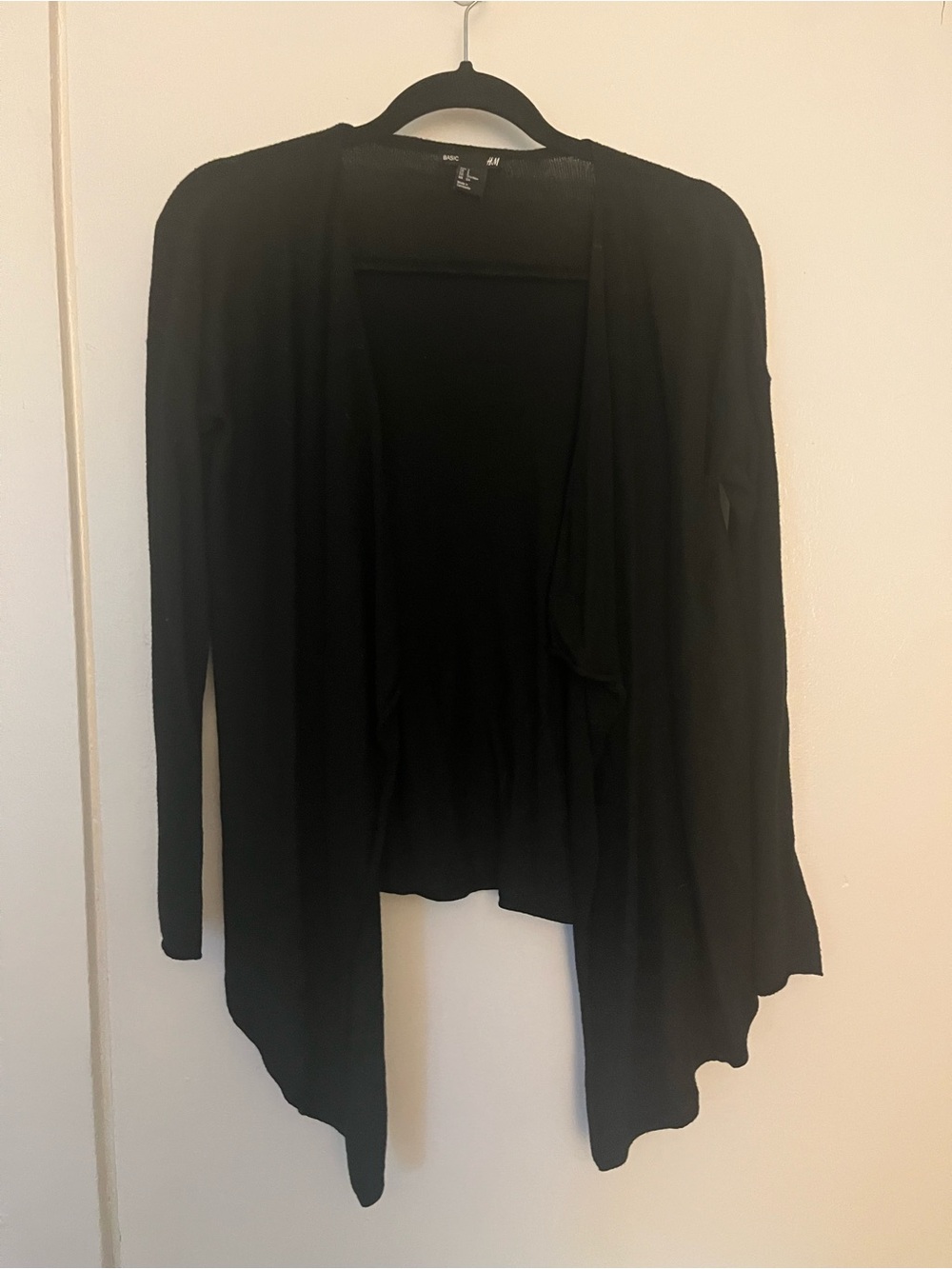 H&M Black Open-Front Draped Cardigan